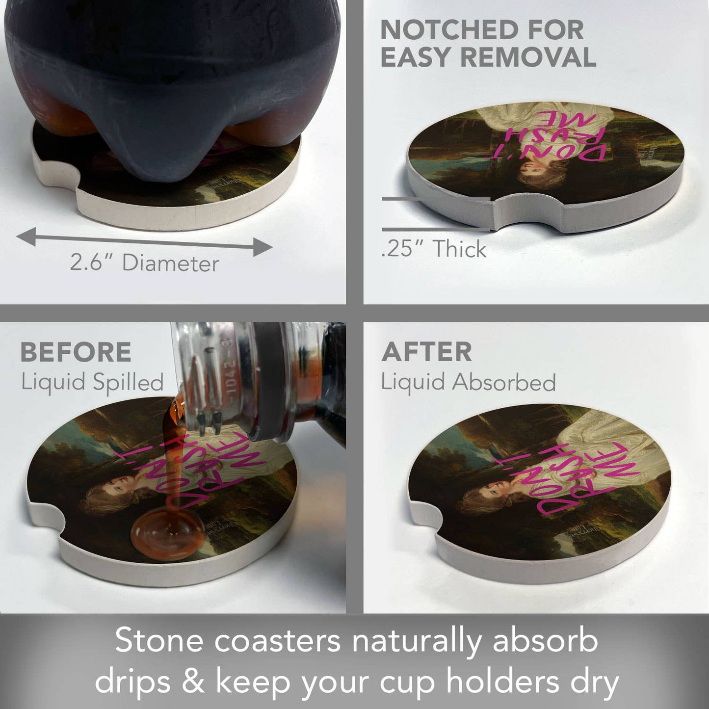 "Don't Rush Me" Single Packaged Stone Car Coaster