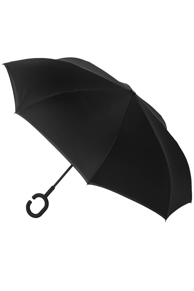 Reverse Manual Inside-Out Open-Fold Double Canopy Umbrella