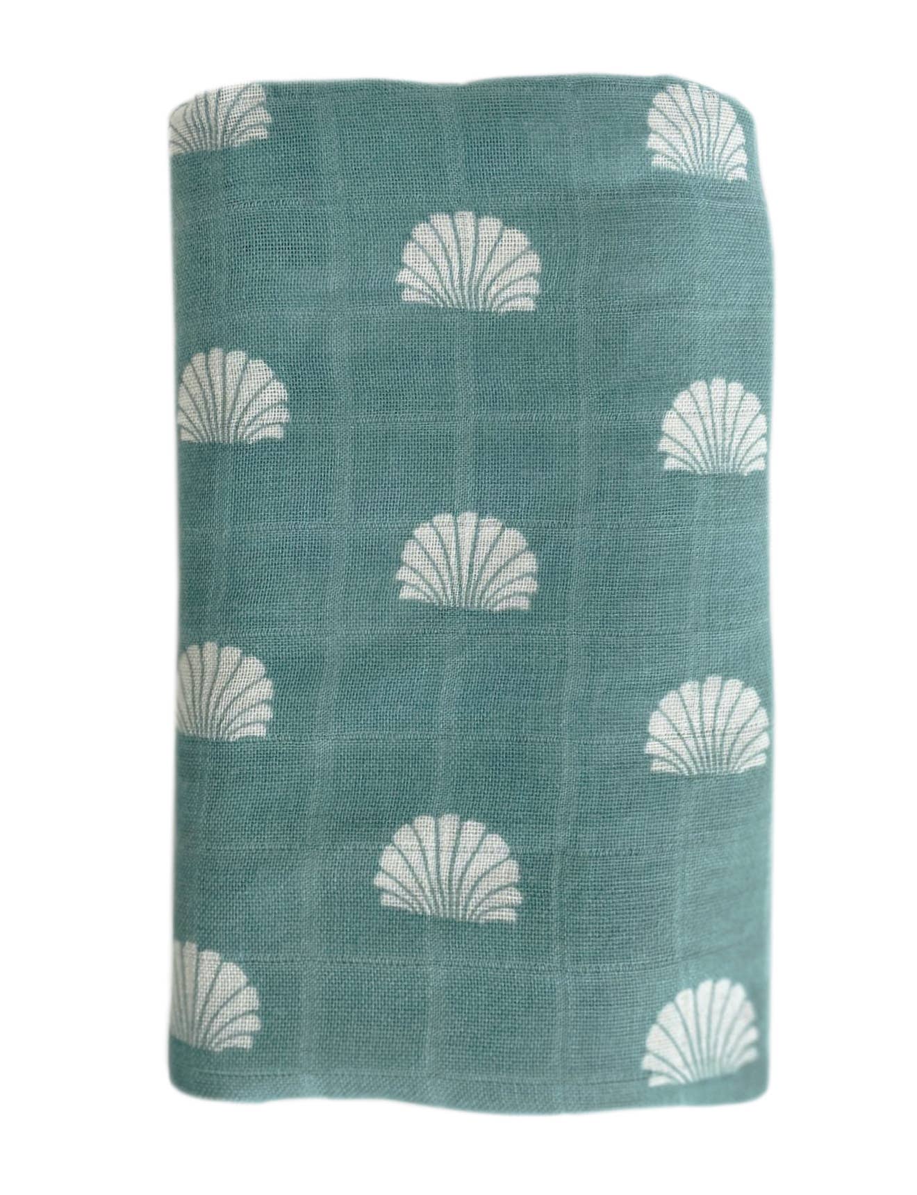 OB - Bamboo + Cotton Muslin Swaddle Wrap | Ocean - Shell Print