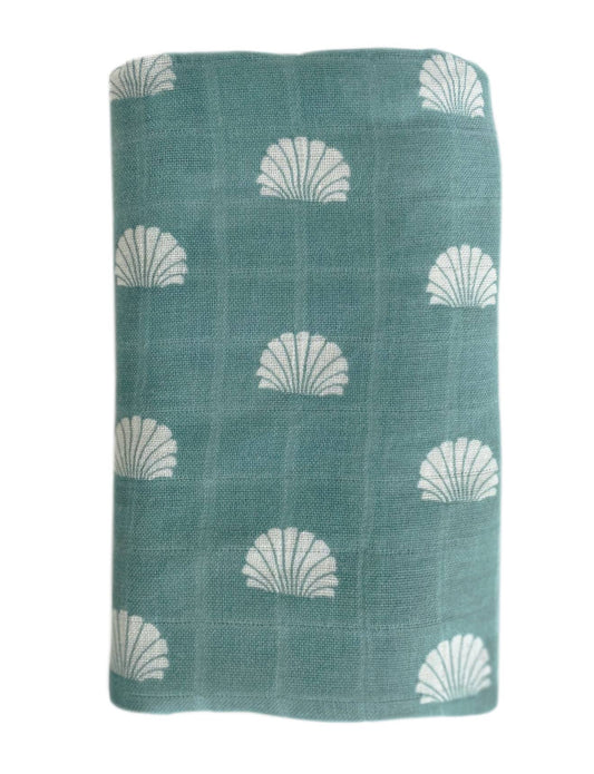 OB - Bamboo + Cotton Muslin Swaddle Wrap | Ocean - Shell Print