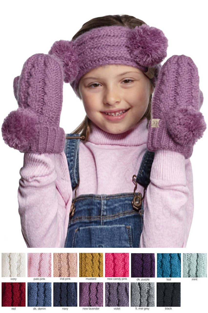 C.C Kids Pom Kids Glove With Fuzzy Lining