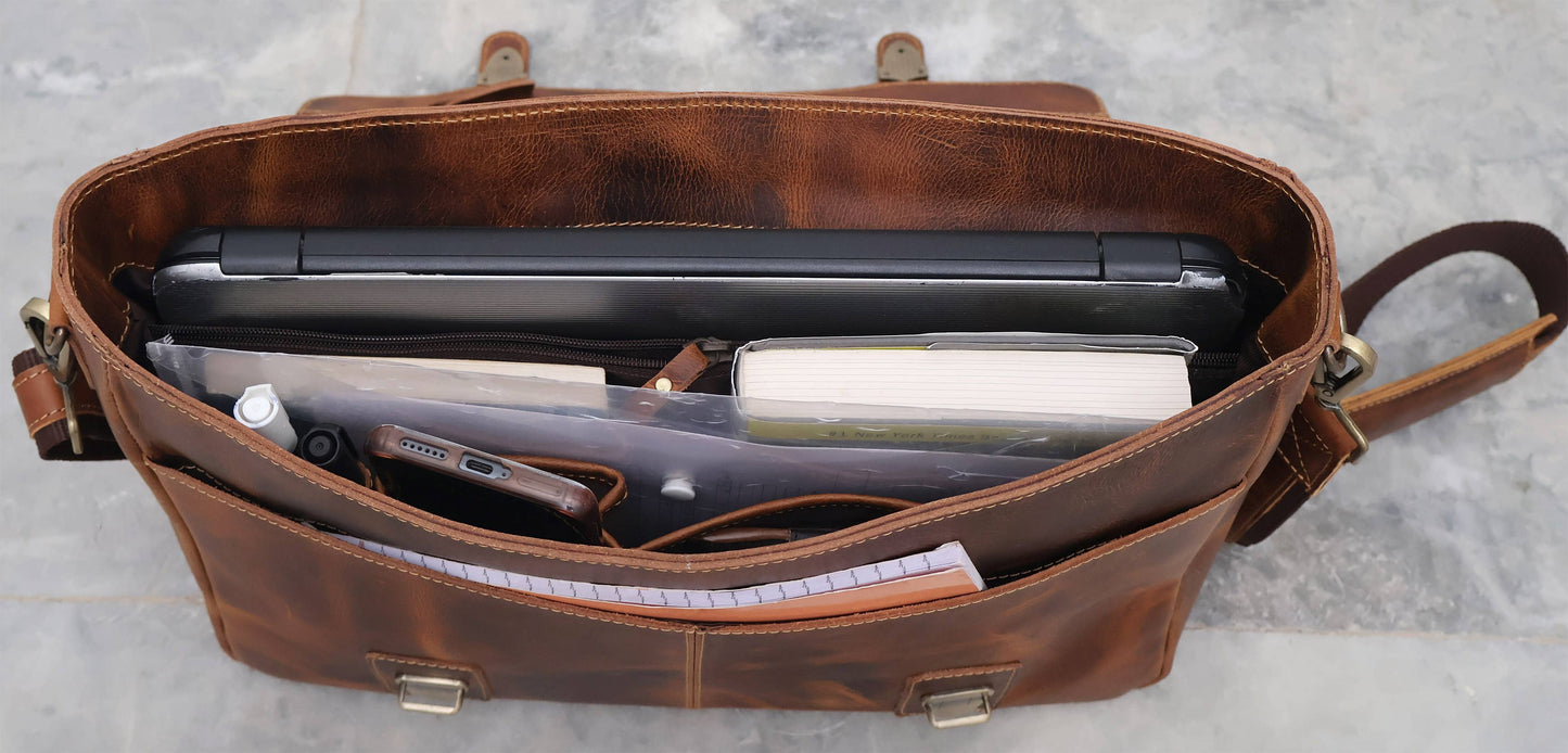 Buffalo Leather Vintage Messenger Bag