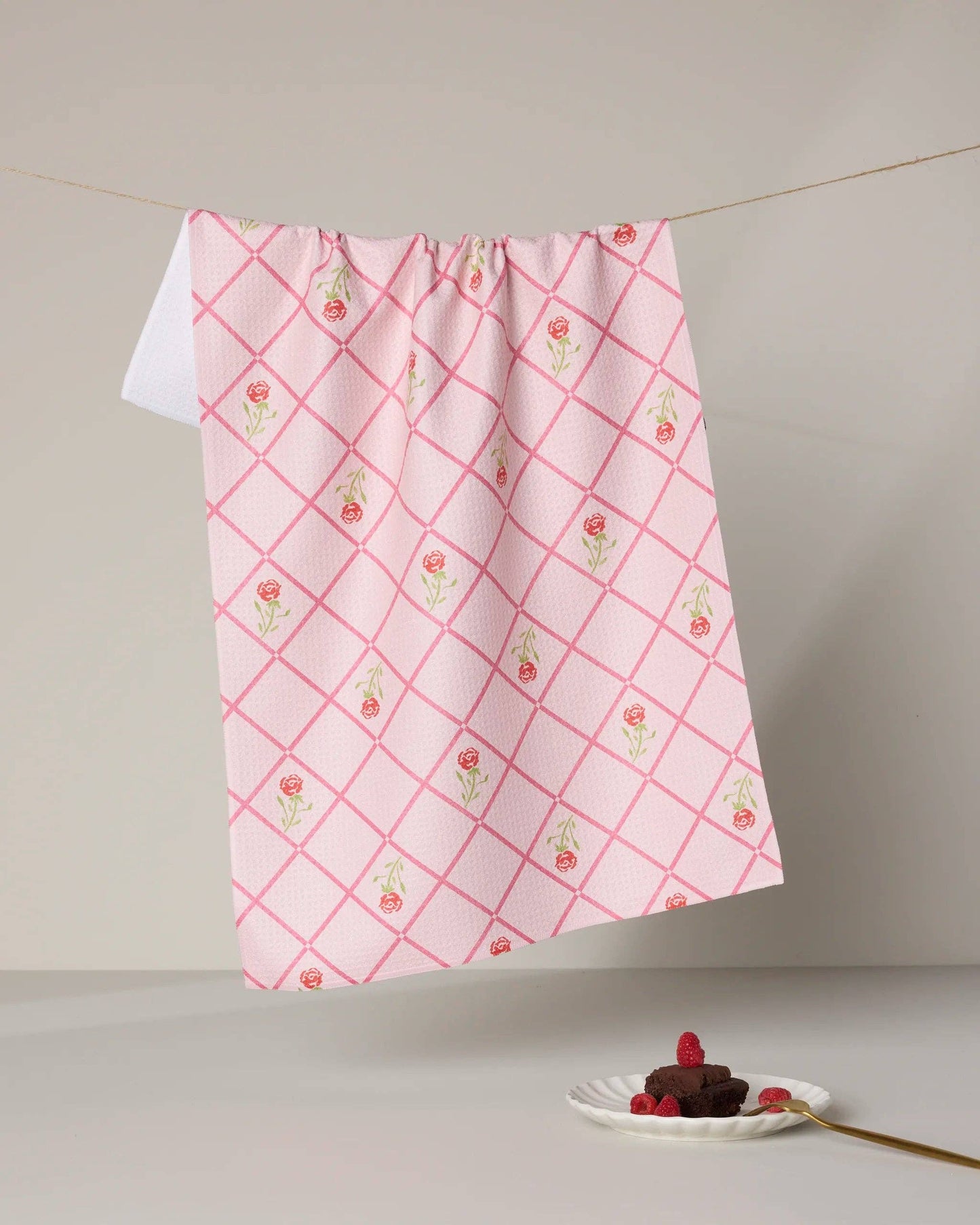 Rose Lattice Tea Towel