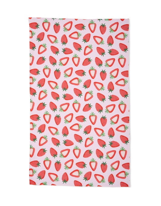 Geometry - Sweet Strawberry Tea Towel