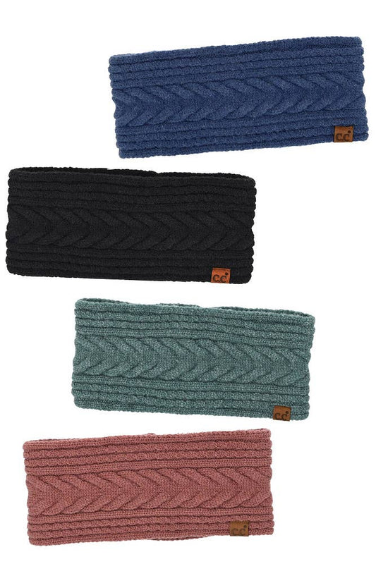 Hana - C.C Cable Knit Lining Headwrap Winter Headband