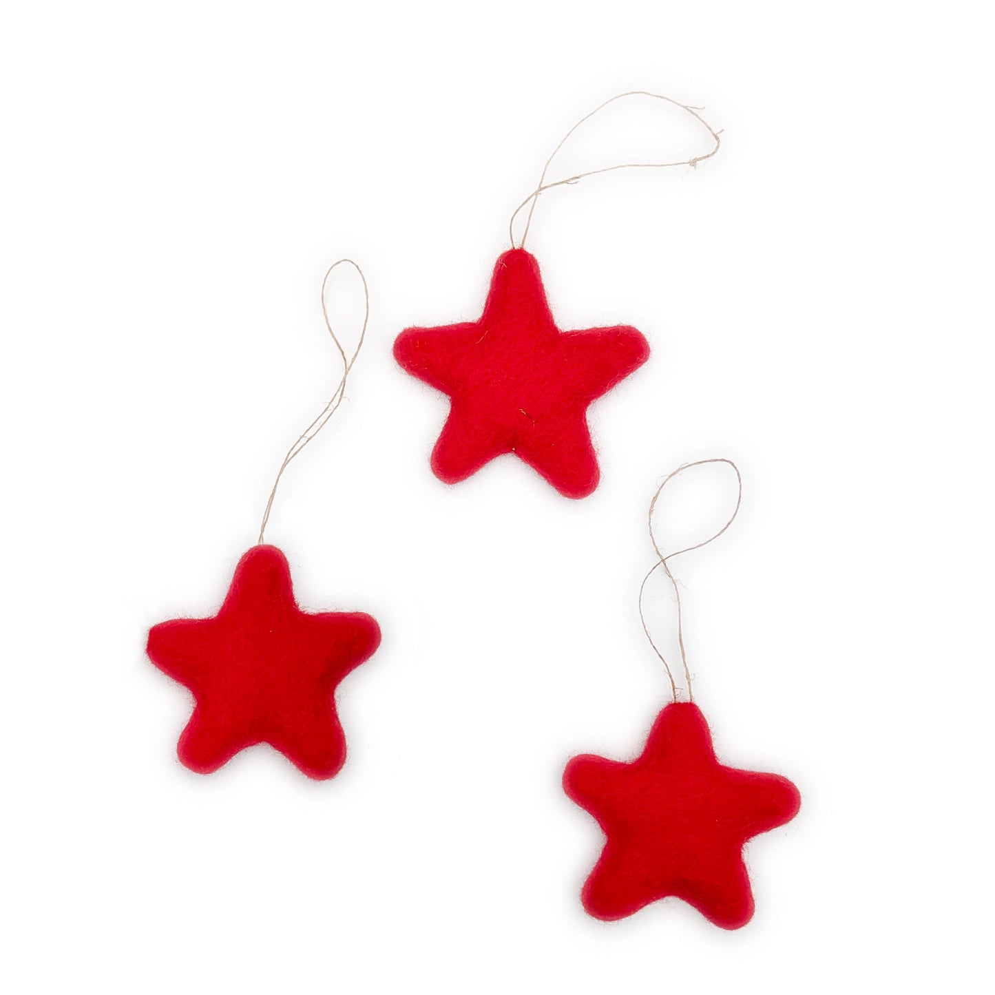 RED Jumbo Bright Stars Holiday Eco Wool Ornament Set of 3