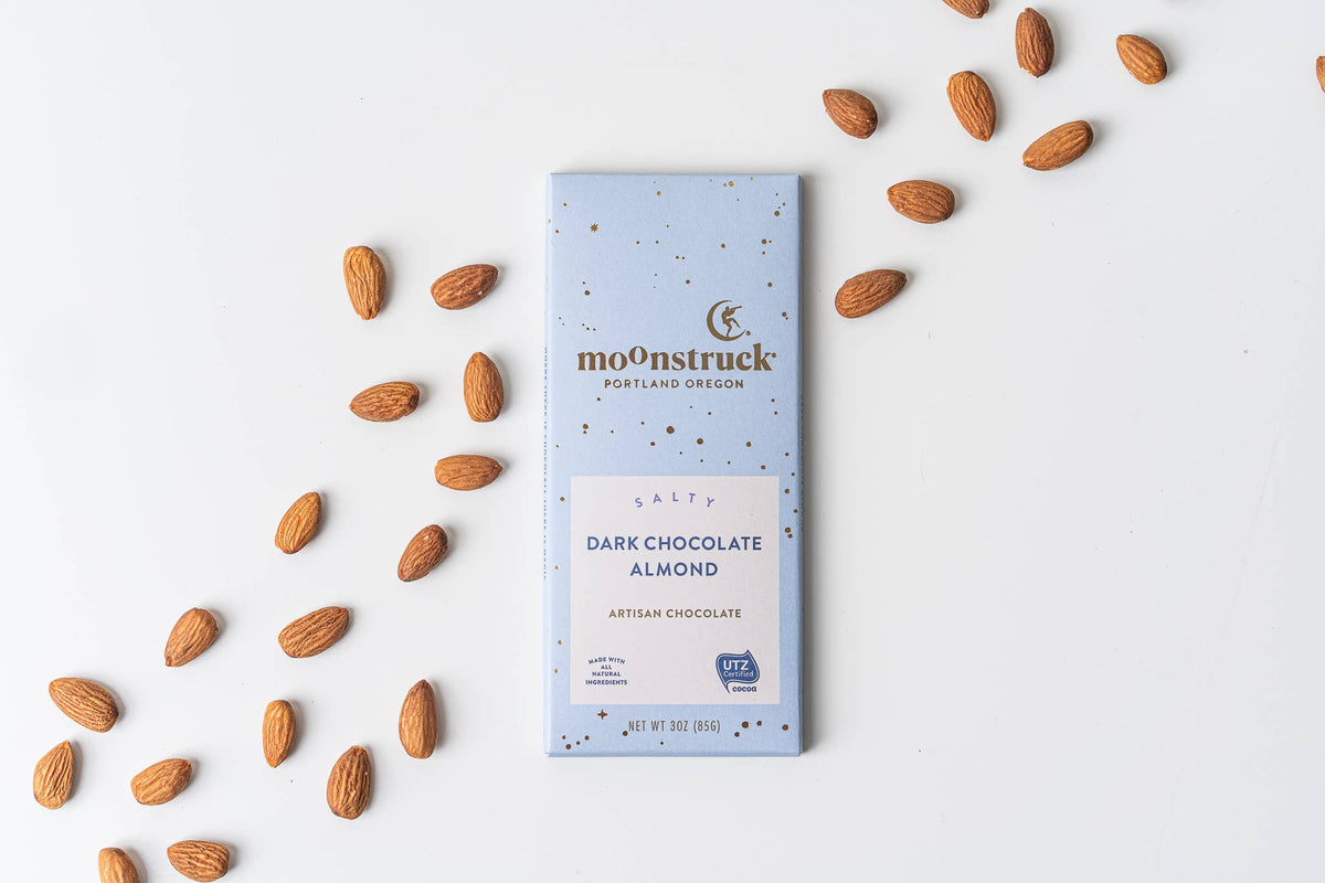 Moonstruck Chocolate Co | Salty Dark Sea Salt Almond Bar