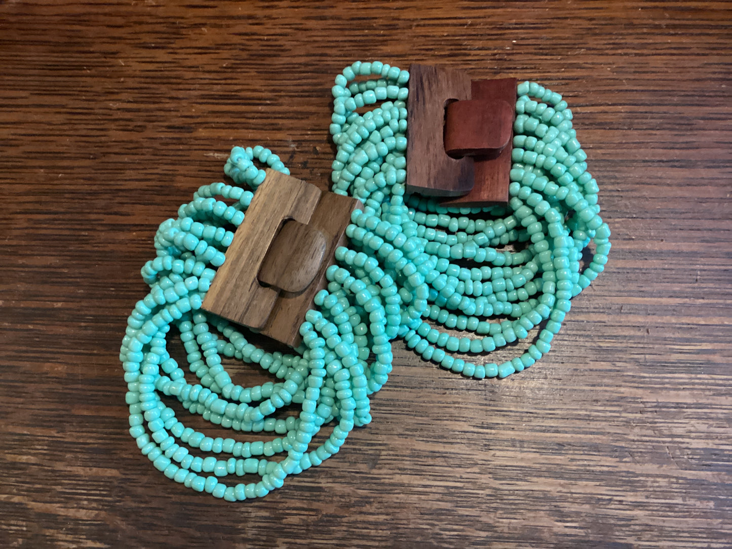 Wood Clasp Cluster Bracelet | Teal