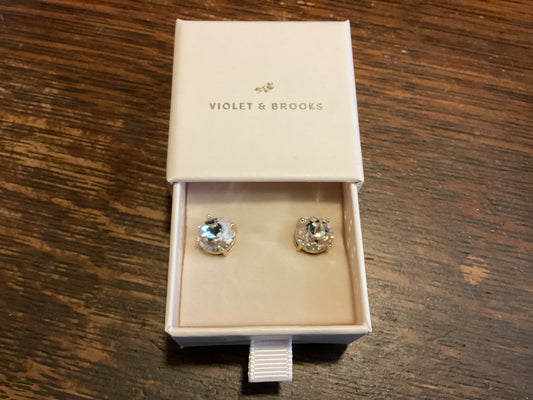 Casey Round Crystal Post Earrings- Crystal
