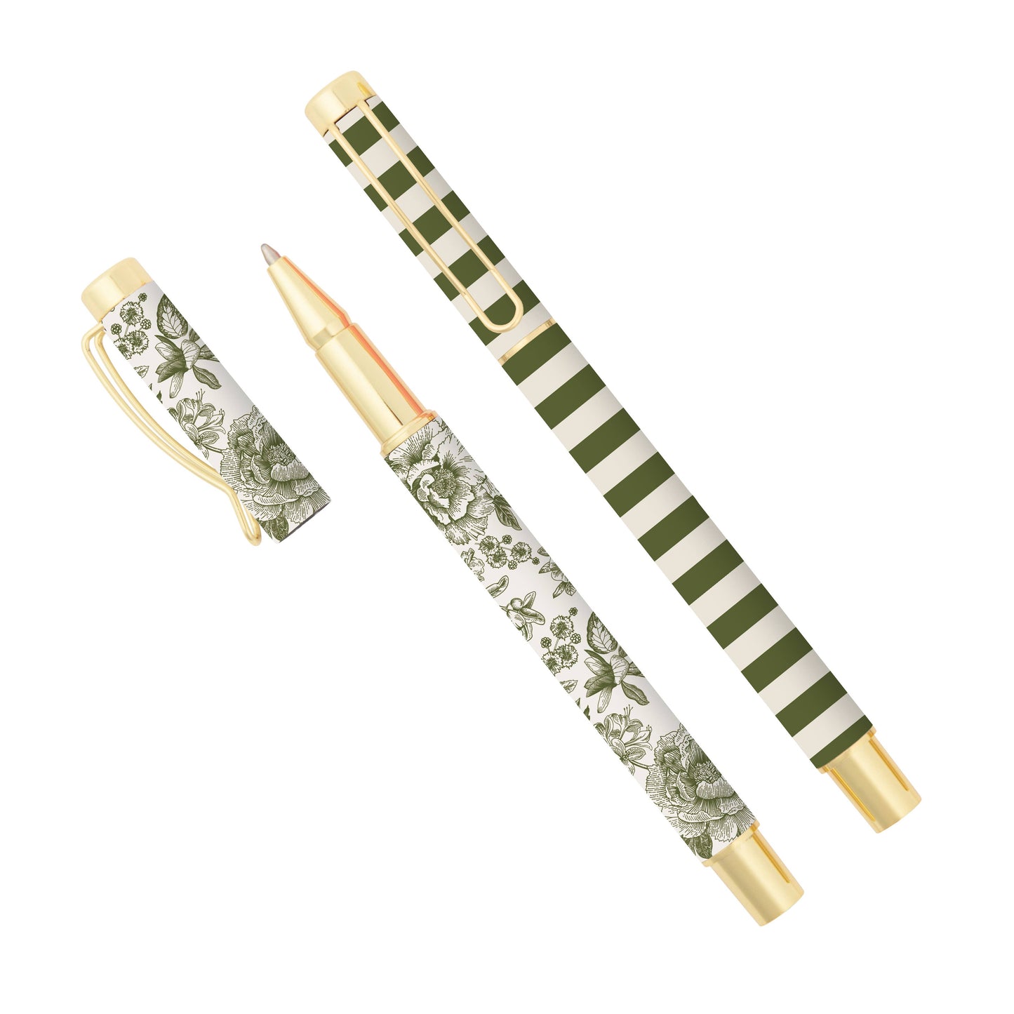 Sweet Water Decor - Green Floral Metal Pen Set - Home Decor & Gifts