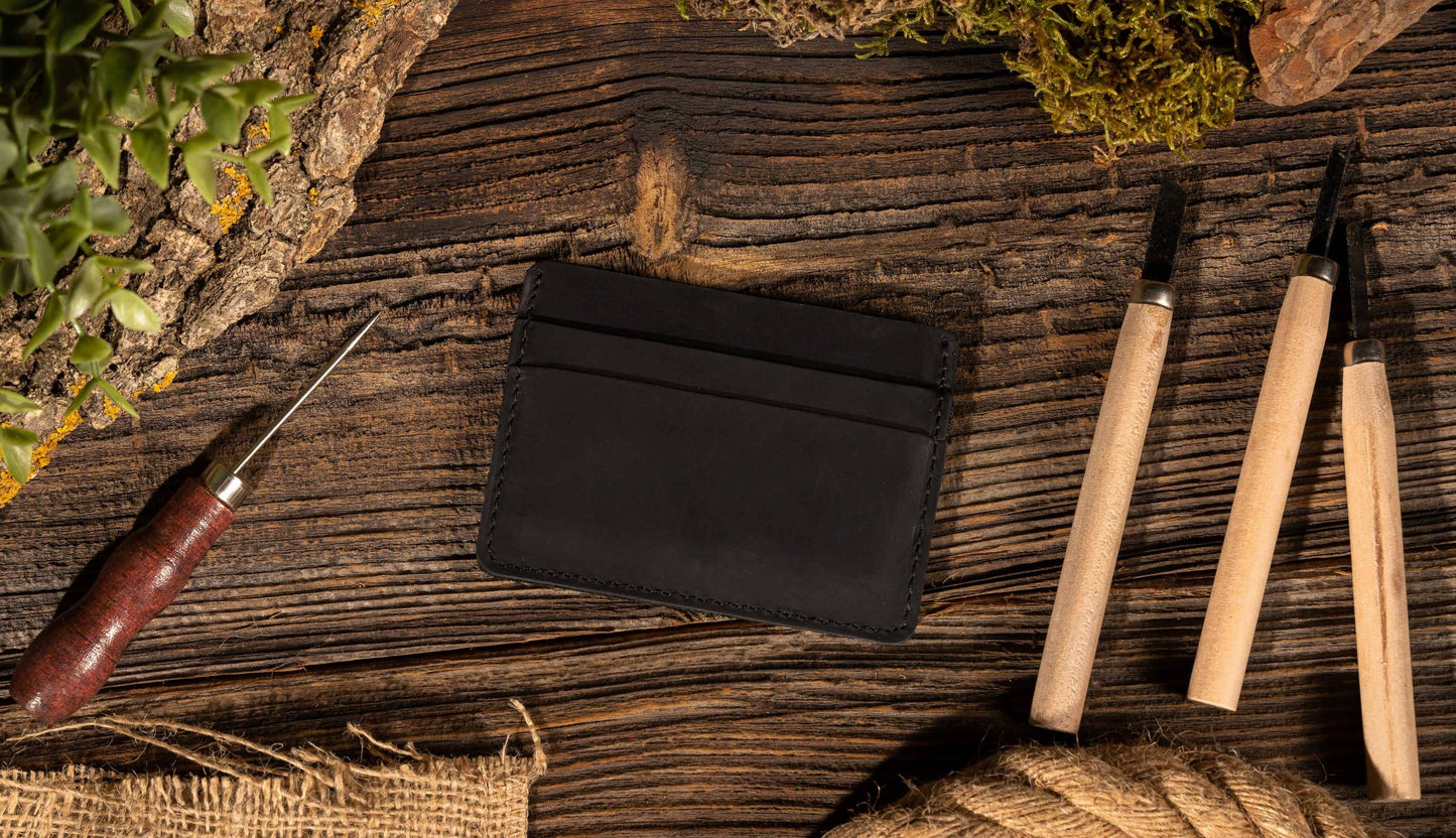 American Leather Goods - Leather Card Holder Wallet, Handmade Wallet for Men