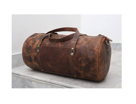 Leather Duffle Weekender Bag