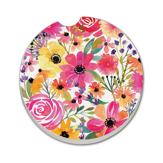 "Floral Frenzy" Stone Car Coaster BULK NO PACKAGING