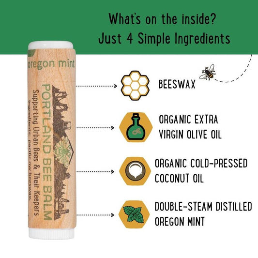 Portland Bee Balm - Oregon Mint Beeswax Lip Balm - Organic w/ Shelf Display