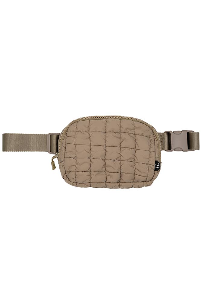 C.C Quilted Puffer Fanny Pack: Black
