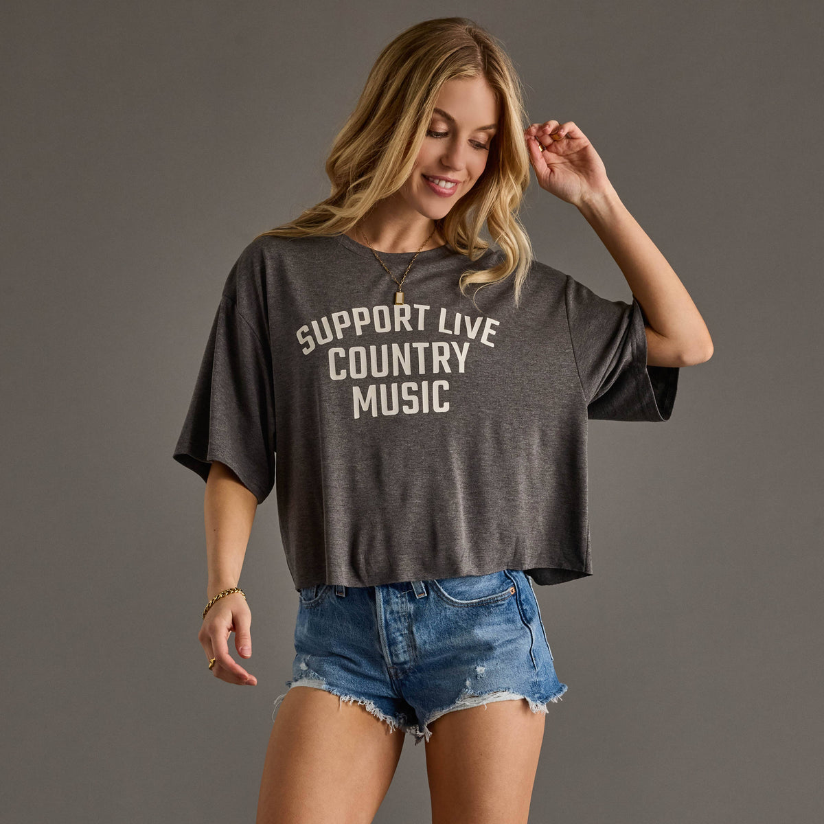 Support Live Country Music Cropped Tee