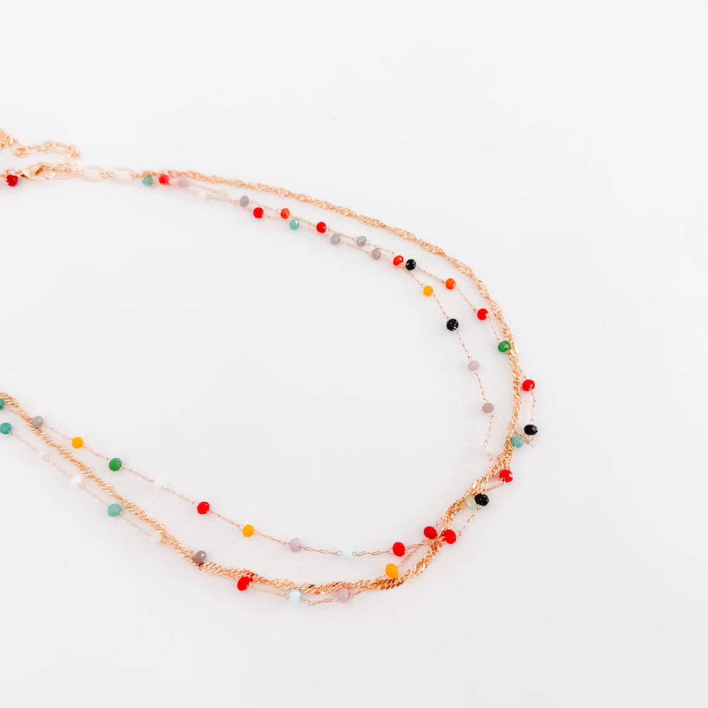Multi Layered Beaded Chain Necklace