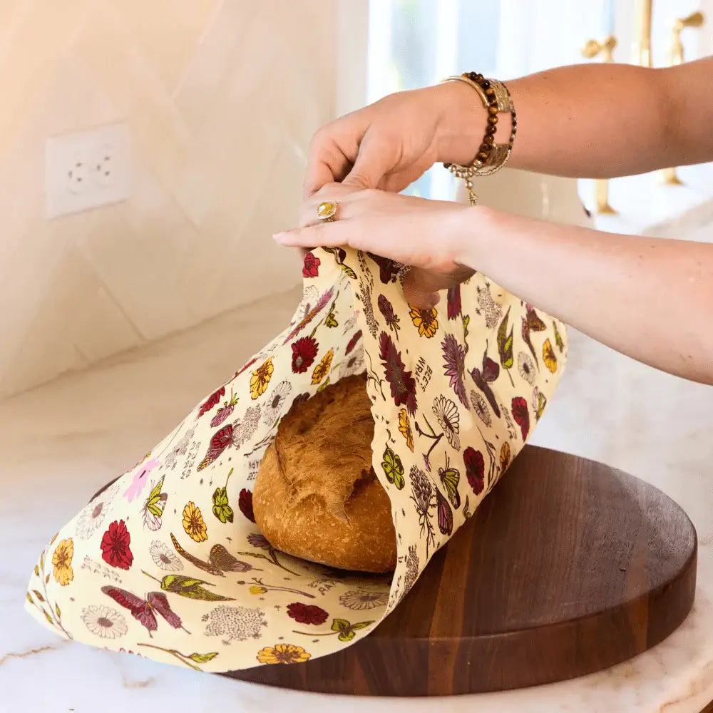 Bees Wrap Beeswax Reusable Bread Wrap - Meadow Magic Print
