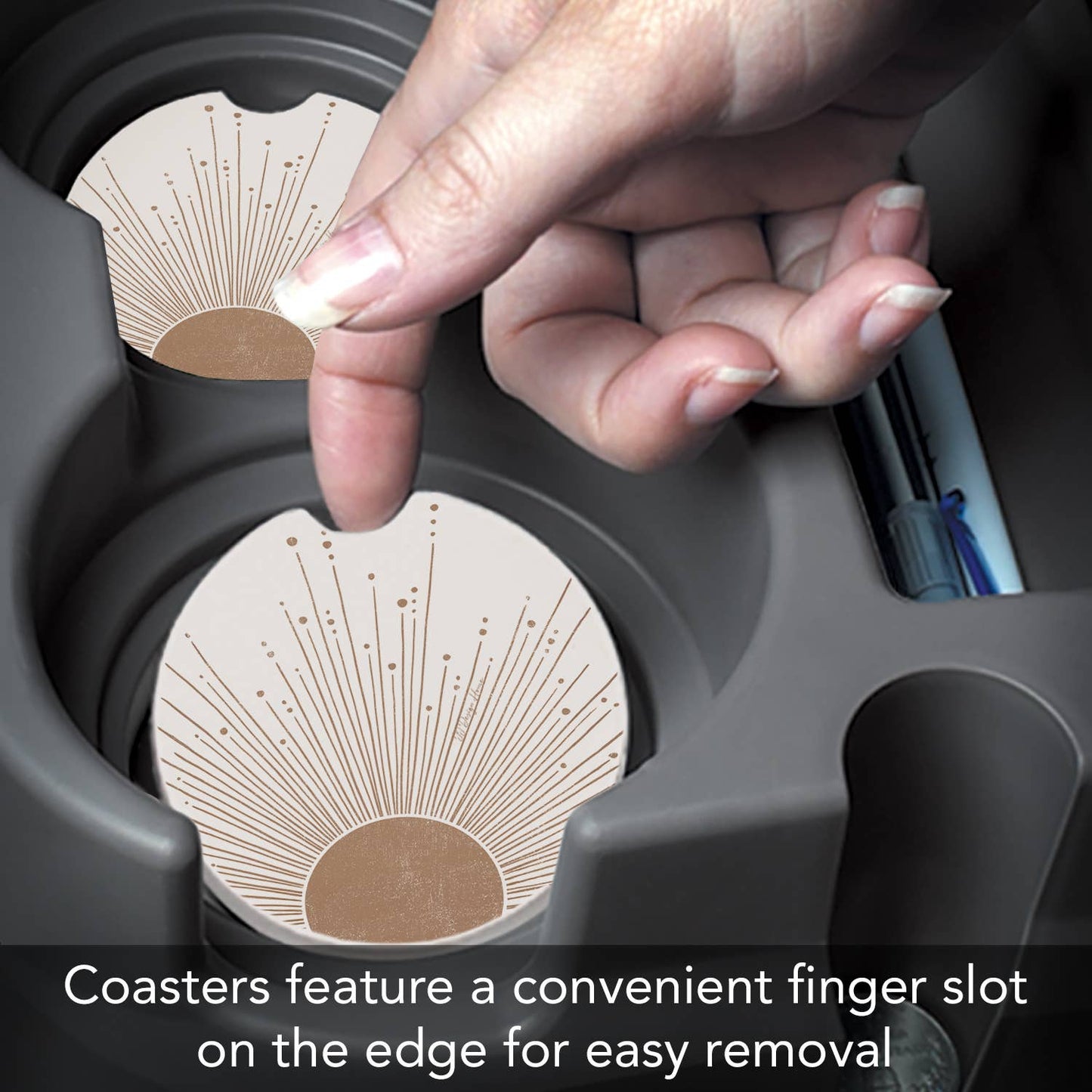 "Mocha Sunrise" Stone Car Coaster  BULK NO PACKAGING