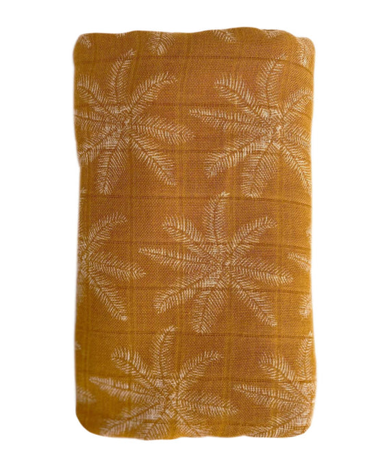 OB - Bamboo + Cotton Muslin Swaddle Wrap | Ginger - Palm Print