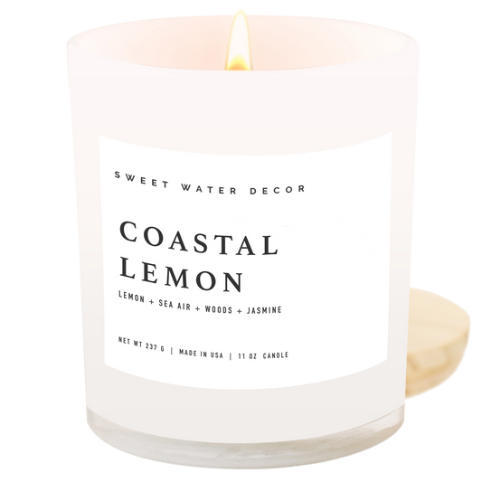 Sweet Water Decor - *NEW* Coastal Lemon 11 oz Soy Candle - Home Decor & Gifts