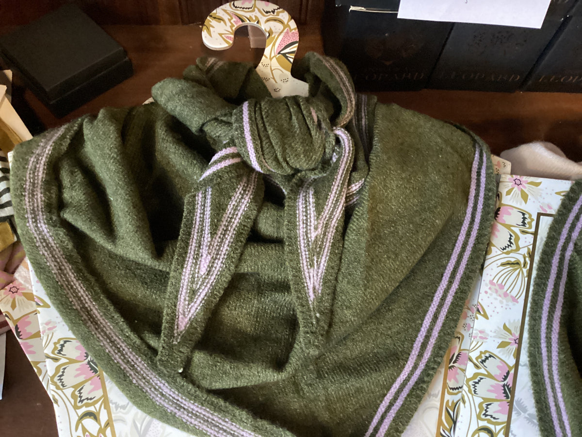 Cashmere Bandana - Olive & Orchid