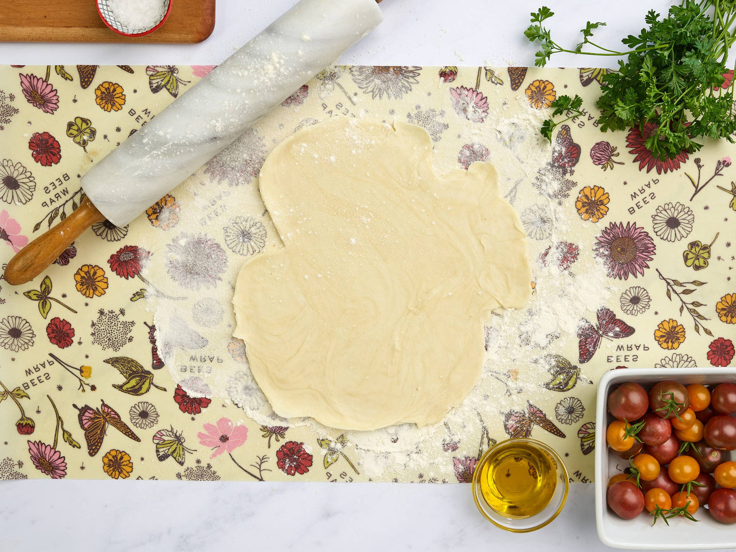 Bees Wrap Beeswax Reusable Bread Wrap - Meadow Magic Print