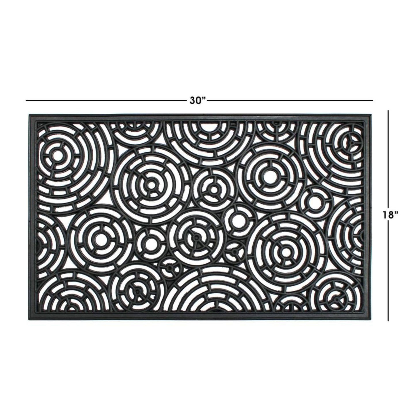 RugSmith - RugSmith Moulded Circle Patterns Rubber Doormat, 18" x 30"