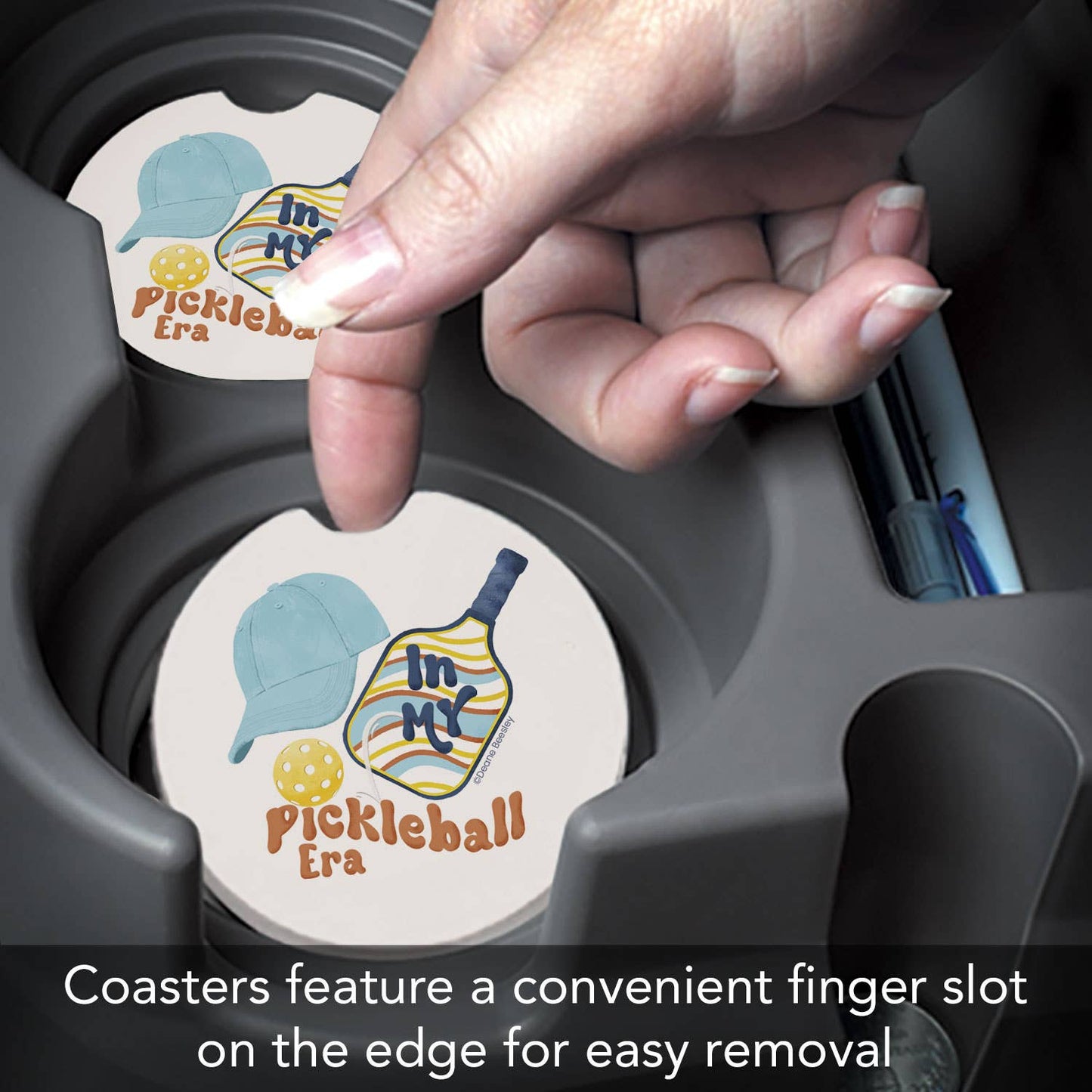 "Pickleball Era" Single Packaged Stone Car Coaster