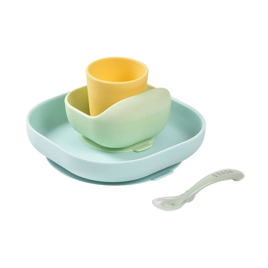BEABA Silicone Meal Set - Set of 4 - Yellow/Green