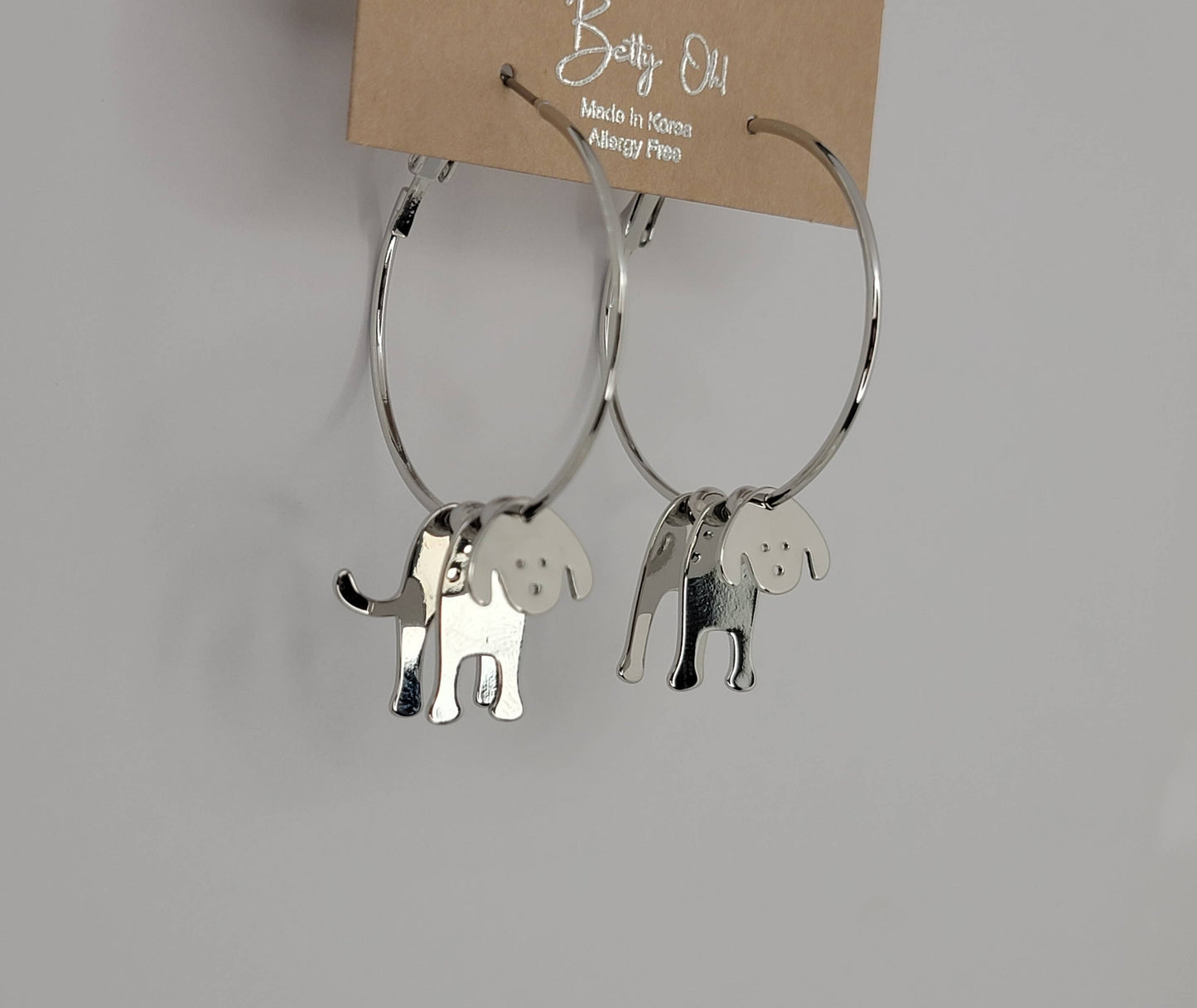 3D DOG HOOP EARRINGS.