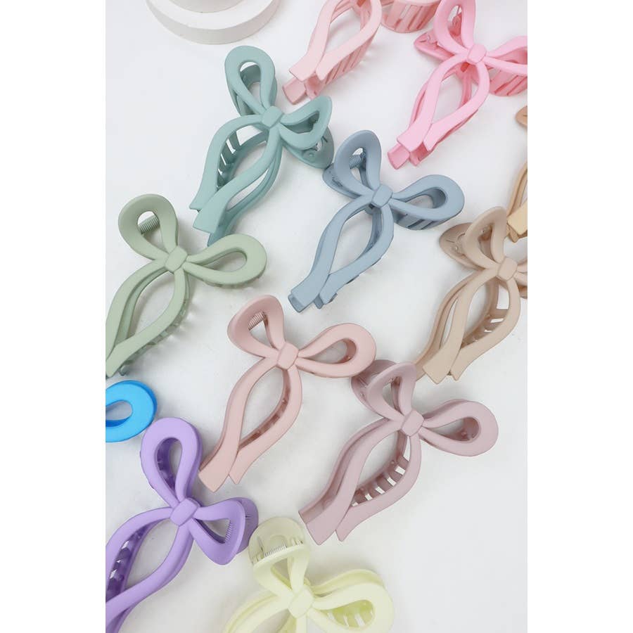 Matte Pastel Tone Bow Shape Hair Claw