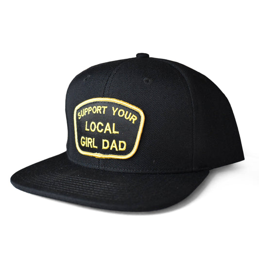Support Your Local Girl Dad Solid Black Flat Bill Hat