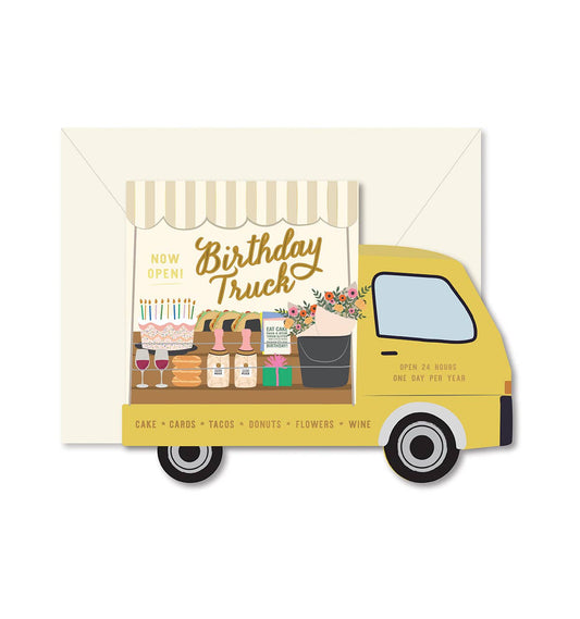 Birthday Truck die-cut folded Greeting Card