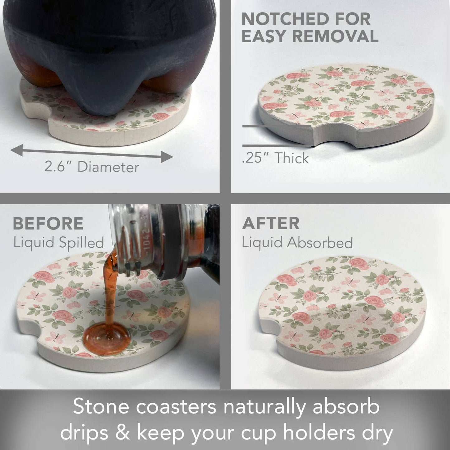 "Pretty Coquette" Single Packaged Stone Car Coaster
