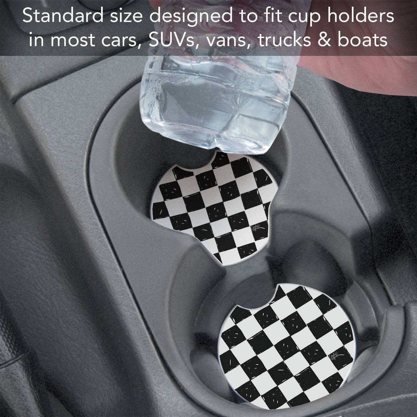 Checker" Single Packaged Stone Car Coaster