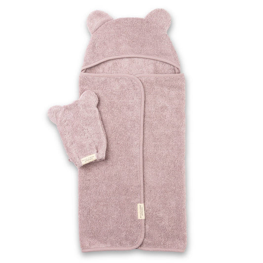 Bella Tunno - Hooded Towel + Wash Mitt Set Orchid