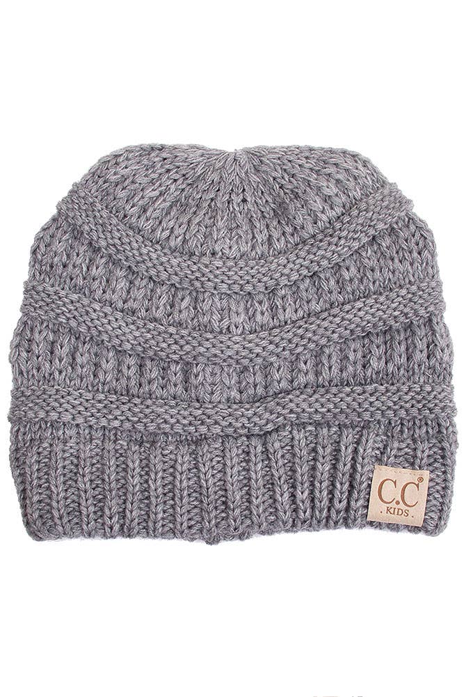 C.C Children Solid Beanie: Dark Melange Gray