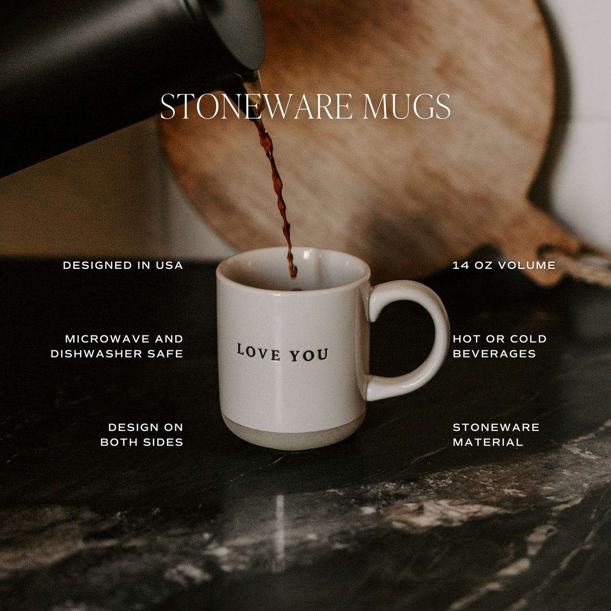 Sweet Water Decor - Blue Floral Stoneware Coffee Mug - Summer Home Decor