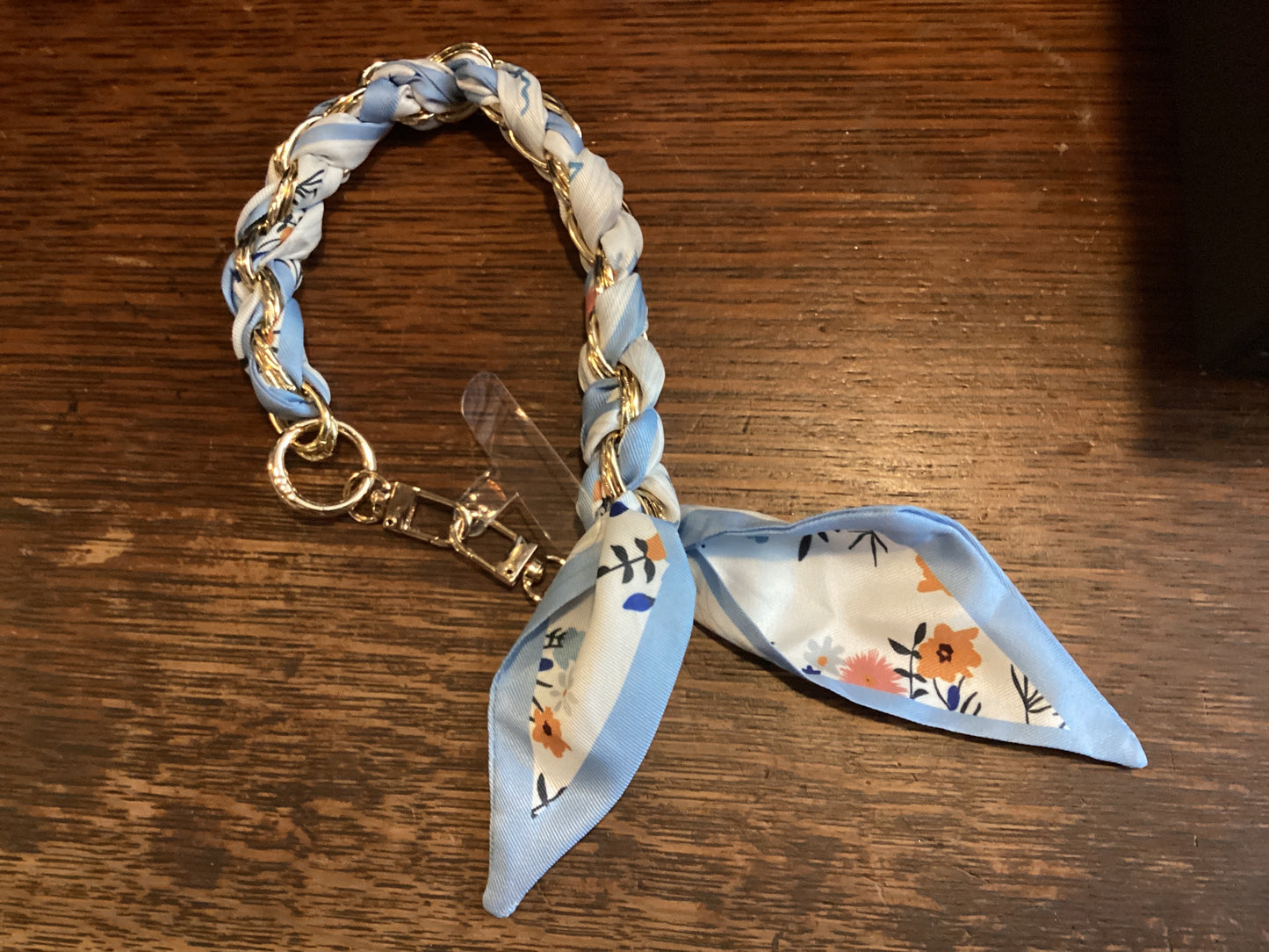 Phone Scarf Chain | Blue w/ Flowers