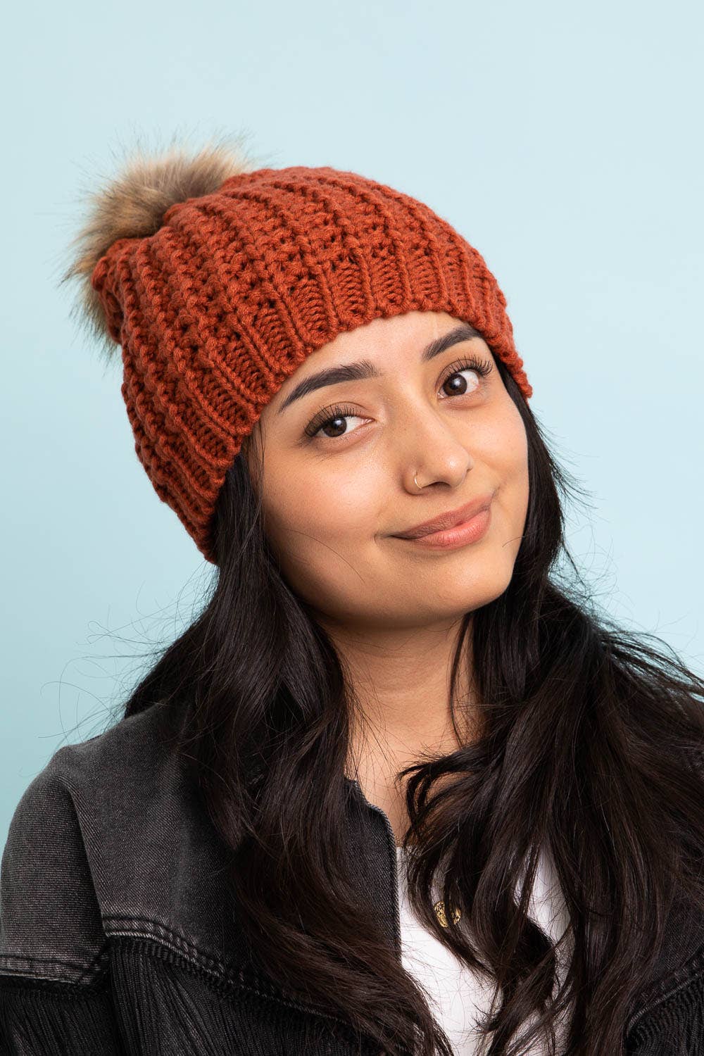 Textured Beanie With Pom Pom: Ivory