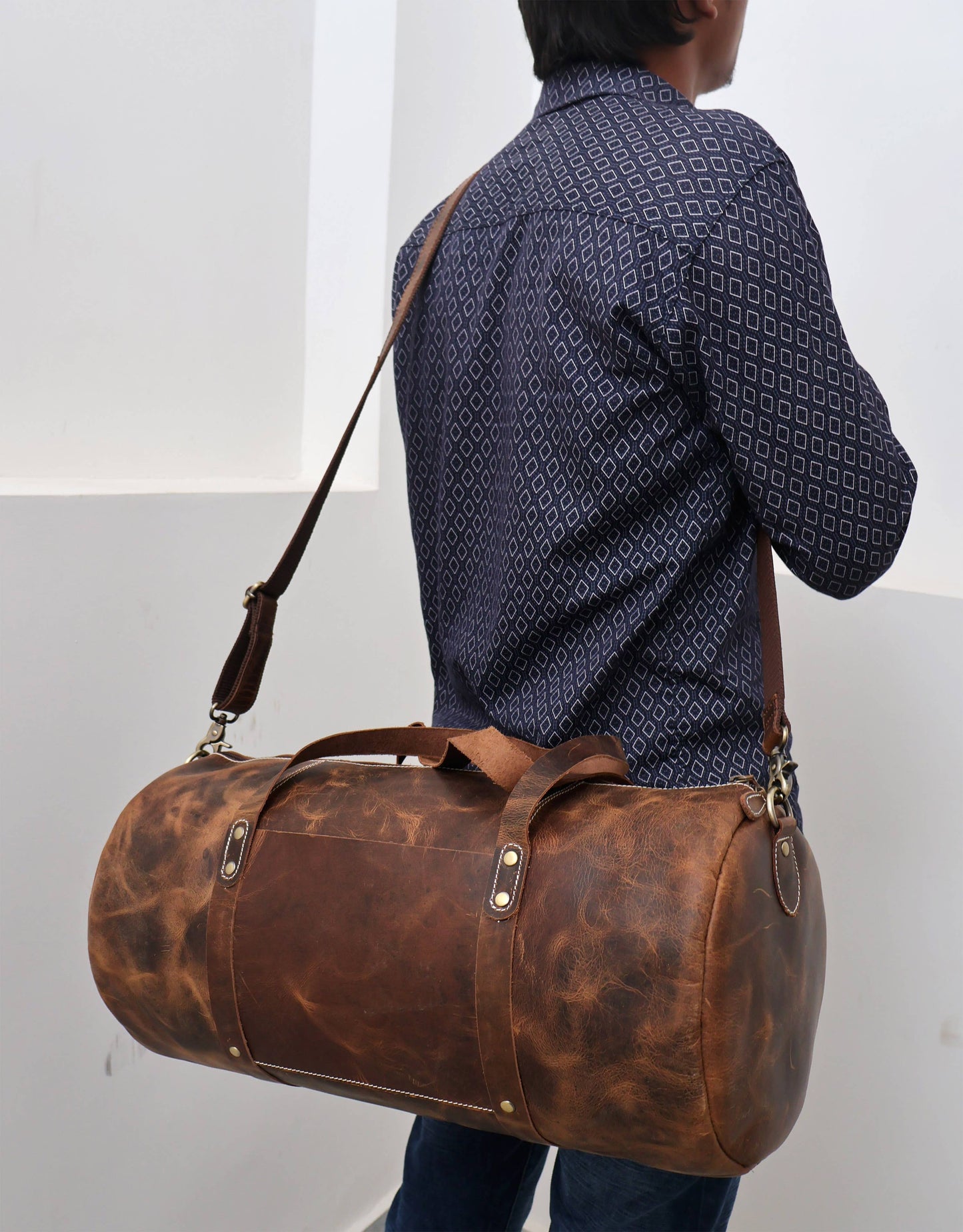 Leather Duffle Weekender Bag