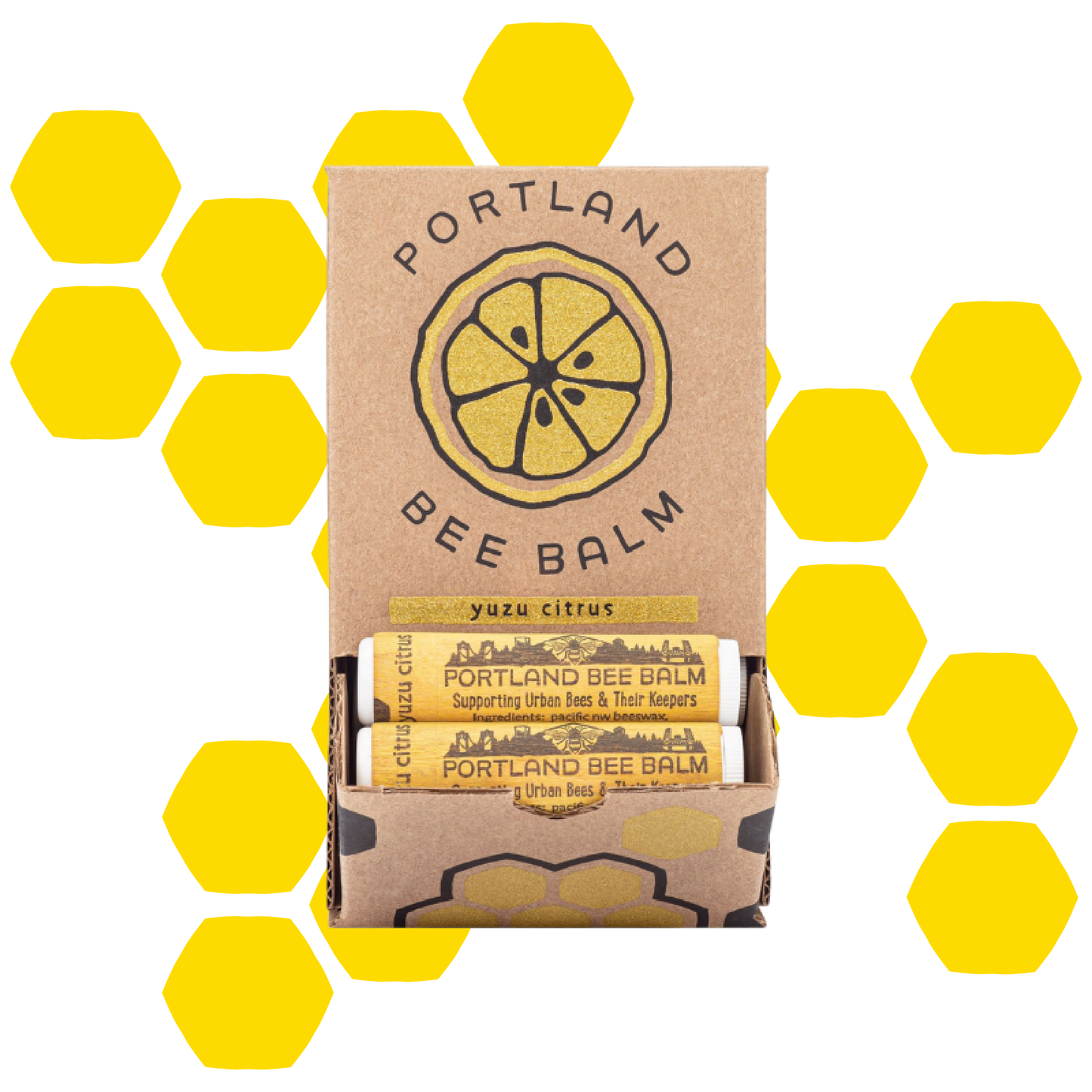 Portland Bee Balm - Yuzu Citrus Beeswax Lip Balm - Organic w/ Shelf Display