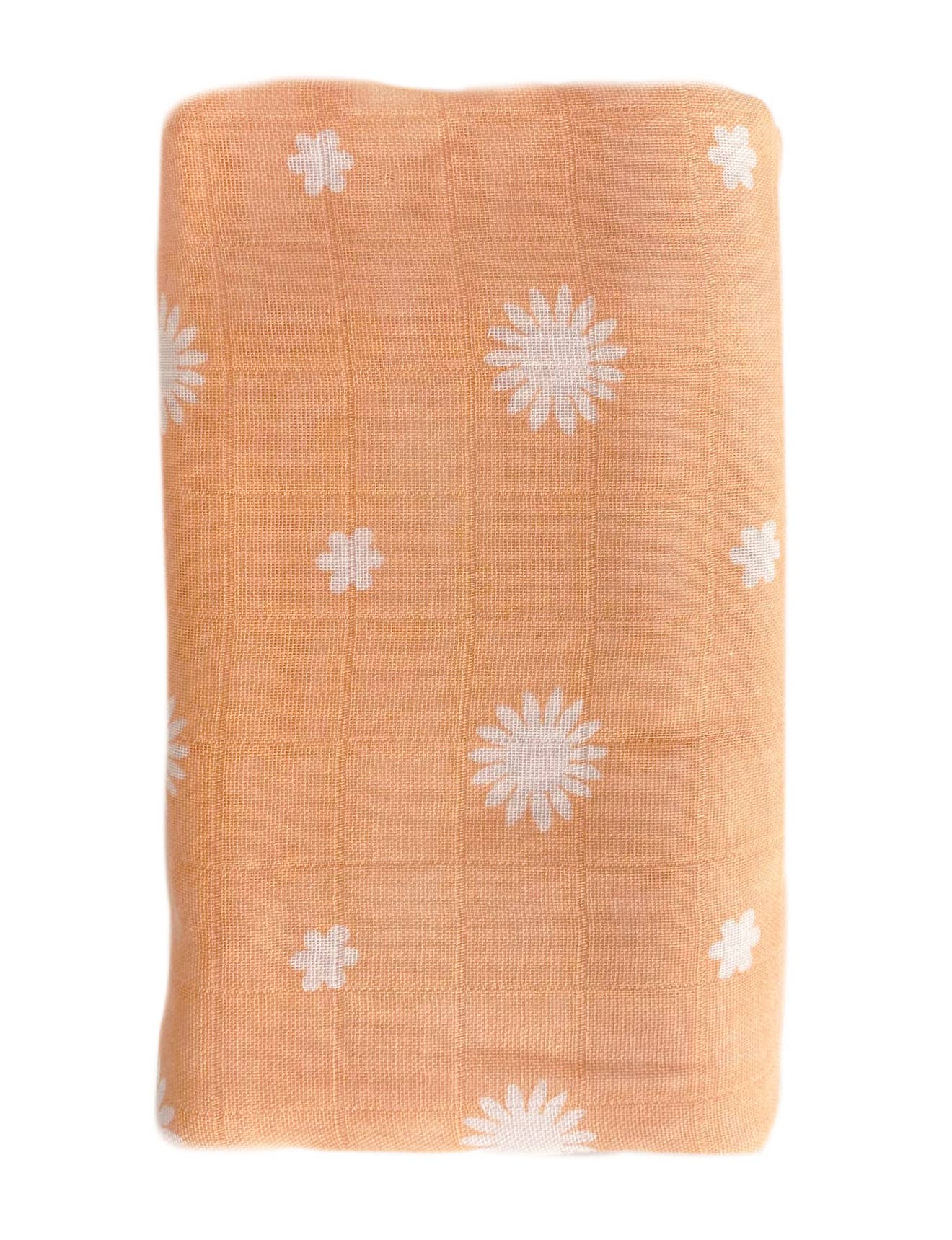 OB - Bamboo + Cotton Muslin Swaddle Wrap | Peach - Daisy Print