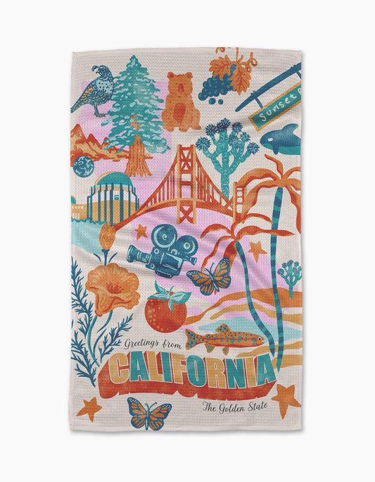 Geometry - Greetings From California Tea Towel