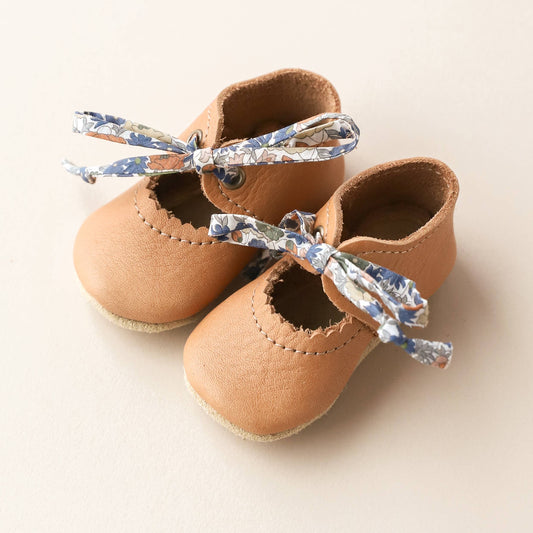 Tie Baby Mary Janes in Caramel | Baby Girl Shoes