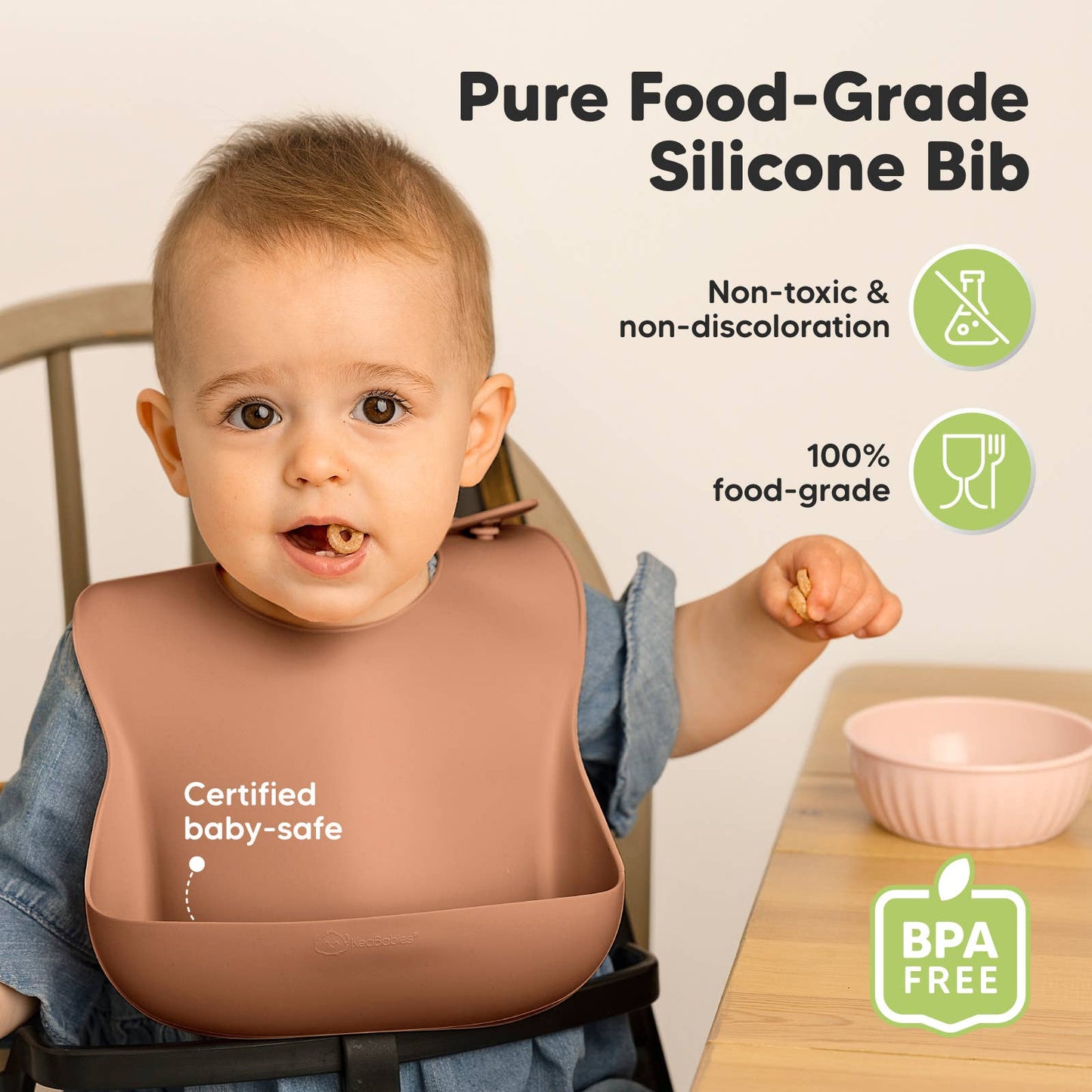 KeaBabies - 2-Pack Prep Silicone Bibs for Babies, Toddlers, Boys, Girls