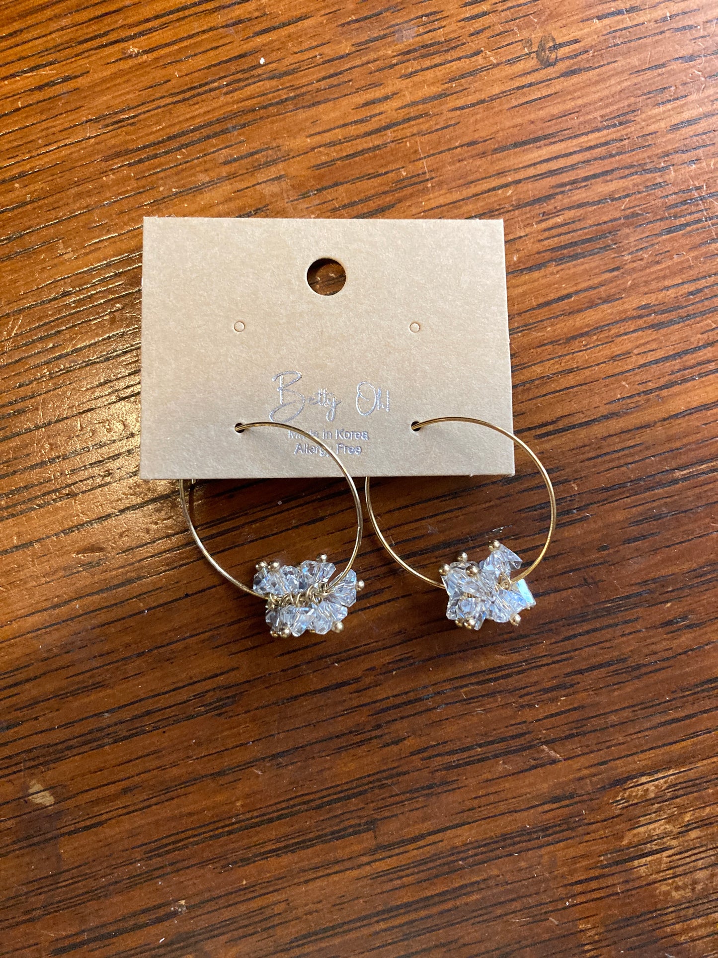 Gold Crystal Cluster Hoop | Allergy Free