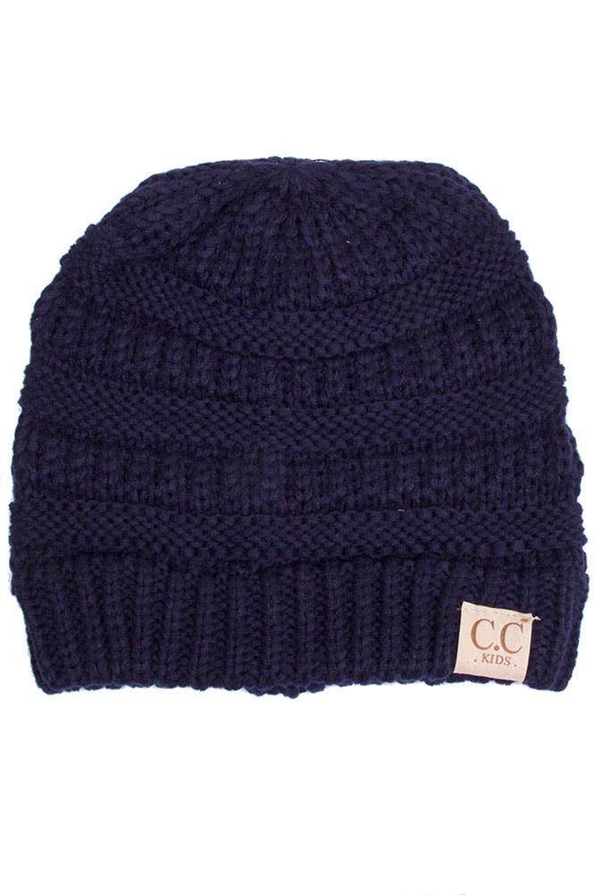 C.C Children Solid Beanie: Dark Melange Gray