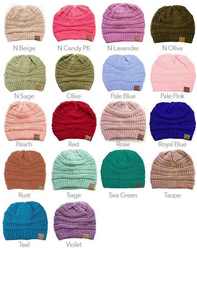 C.C Ribbed Kit Solid Color Beanie: Maroon